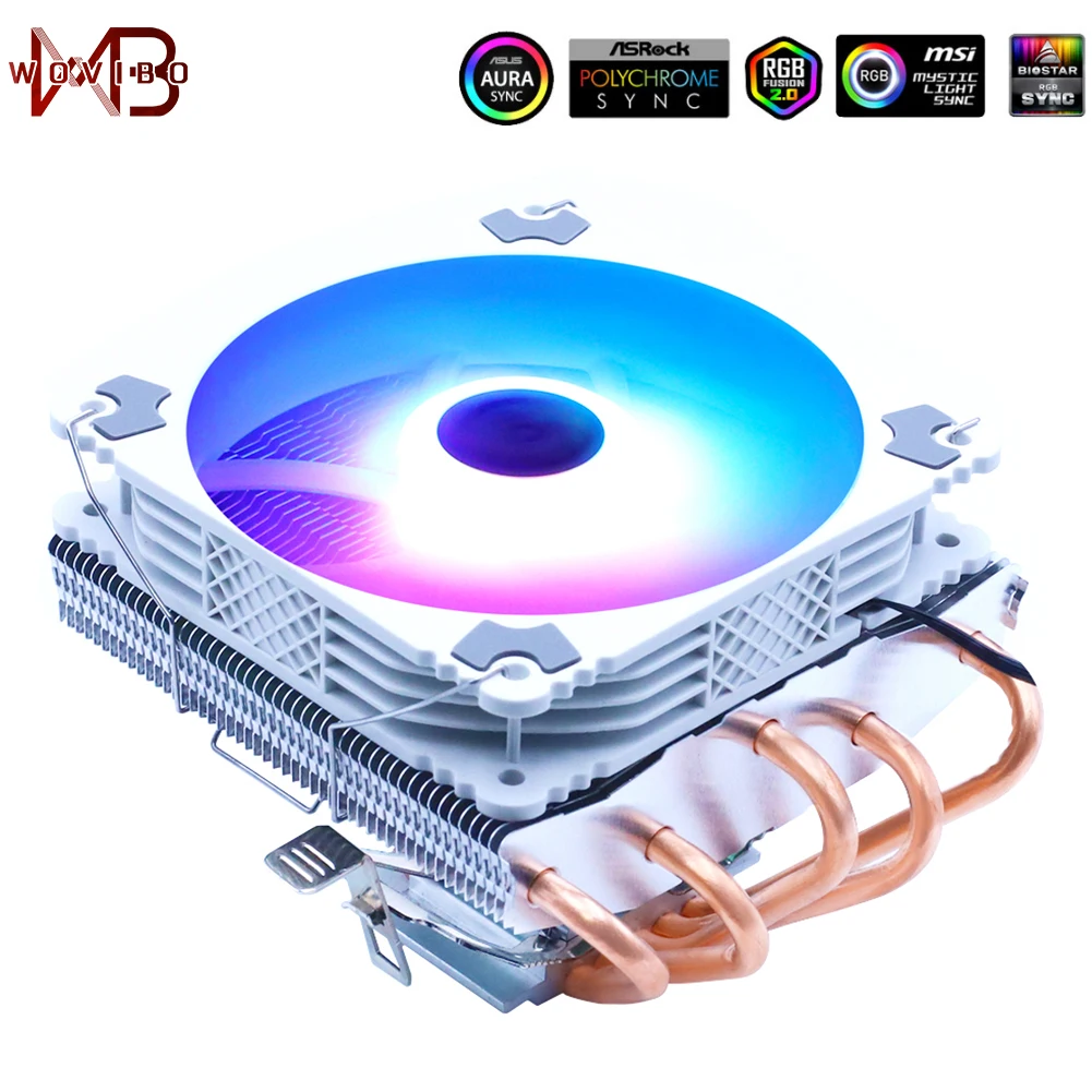 ARGB вентилятор радиатора CPU низкопрофильный кулер Pwm 4pin 130 Вт LGA 1150 1151 1155 1156 1200 1366 2011
