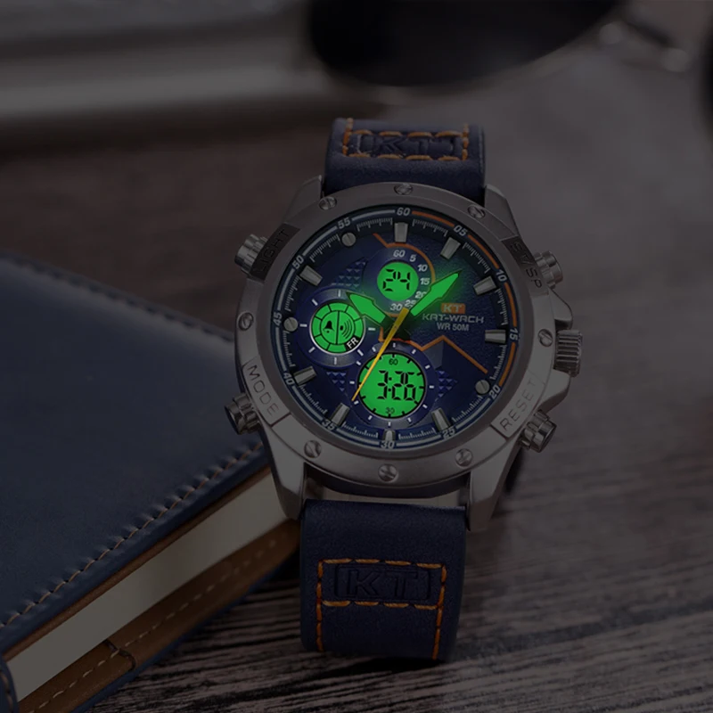 

KAT-WACH Fashion Belt Quartz Watch Men's Luminous Waterproof Electronic Watch Reloj Hombre Sport Watch For Men
