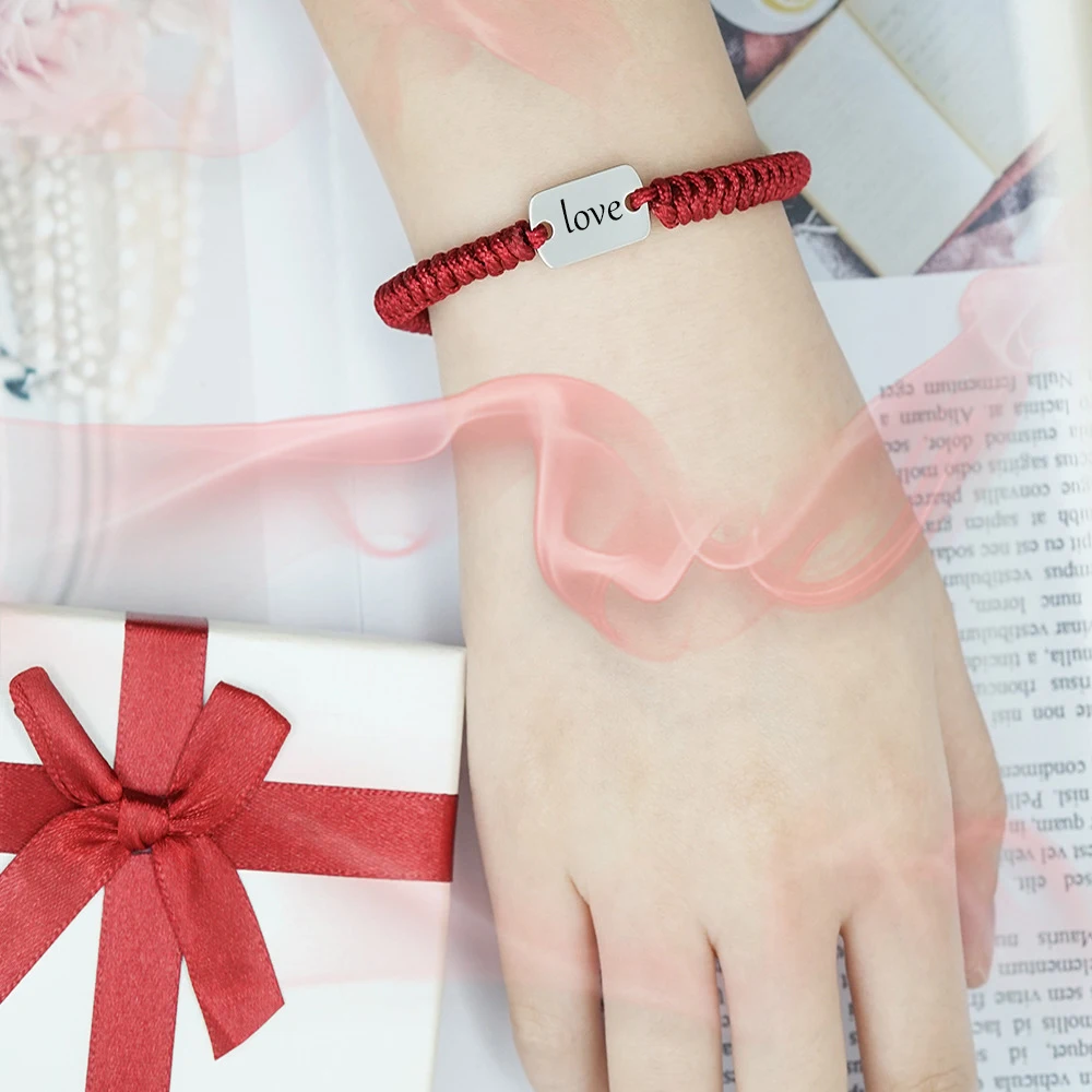 Женский браслет из нержавеющей стали с выгравированными буквами|Индивидуальные