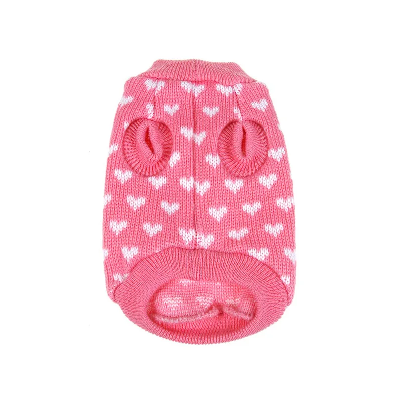 Свитер для собак с сердечками одежда домашних животных теплые вязаные топы