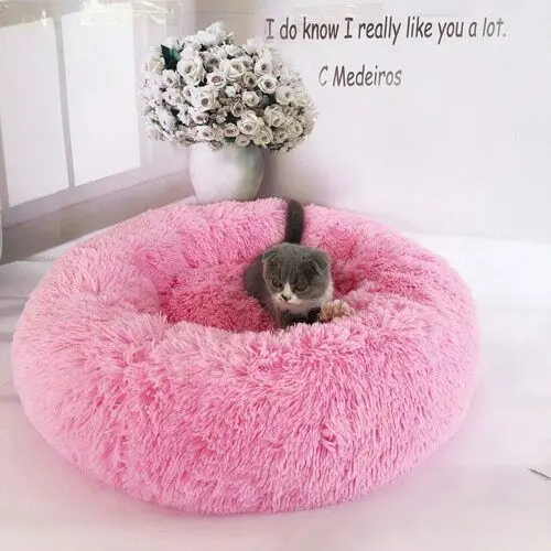 NEW Pink Съемный моющийся питомник, гнездо для питомцев, лохматый круглый теплый плюшевый мягкий внутренний Кот, собака, кровати, щенок, подушка, портативный коврик, товары для кошек - Цвет: NEW Pink