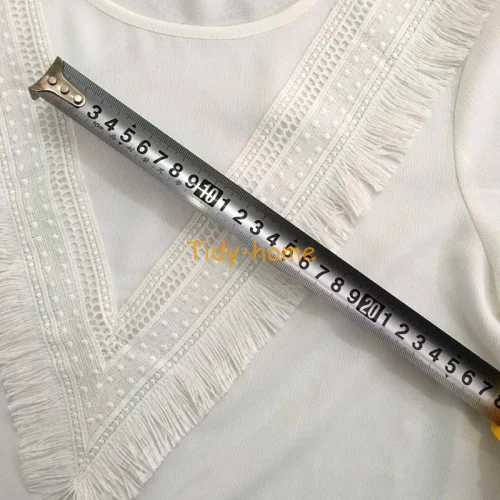 1 Yard Delicate Milk Fiber Tassels Embroidery White Edging Lace Clothes DIY Accessory Fabric Sewing Supplies 7cm Width |