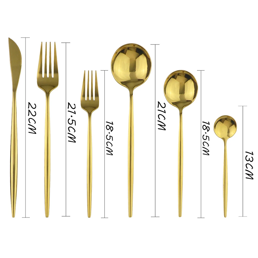 6 шт./компл. Нержавеющая сталь набор столовых приборов черный золотой ножи вилка