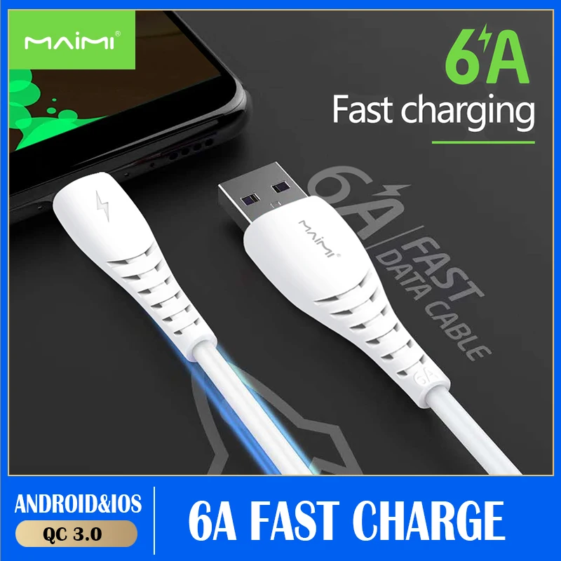 

6A Type-c Micro USB Cable Fast Charging Data Cord Charger Adapter For Samsung S9 Xiaomi Huawei Android Phone Microusb Cable Wire