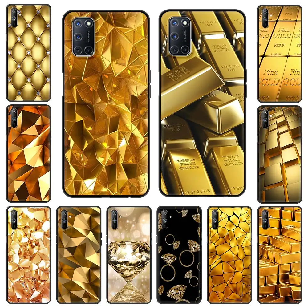 

Ace Of diamond In Gold Art чехол для телефона для Oppo A53 A52 A54 A15 A9 2020 черный чехол для Realme 8 7 6 Pro C3 C21 мягкий чехол Funda