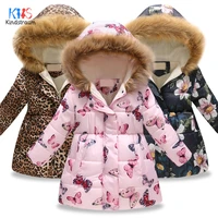 2020 childrens winter jacket girls warm cotton winter jacket coat butterfly flower hooded outerwear coat girls clothes dc149