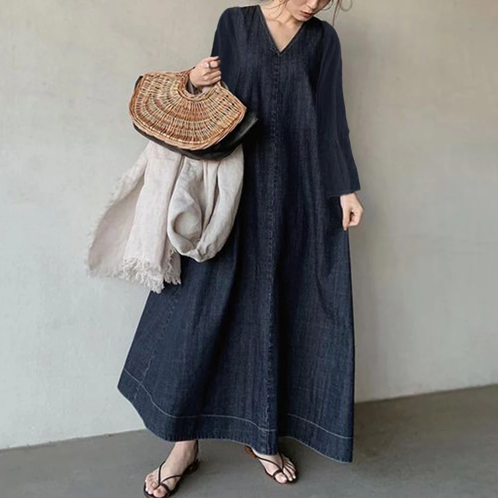 

Autumn New 2021Chic Cap Sleeve V-Neck Patchwork Ankle-Length Pullover Women's Dress Retro Temperament Fashion Sexy Pure Black