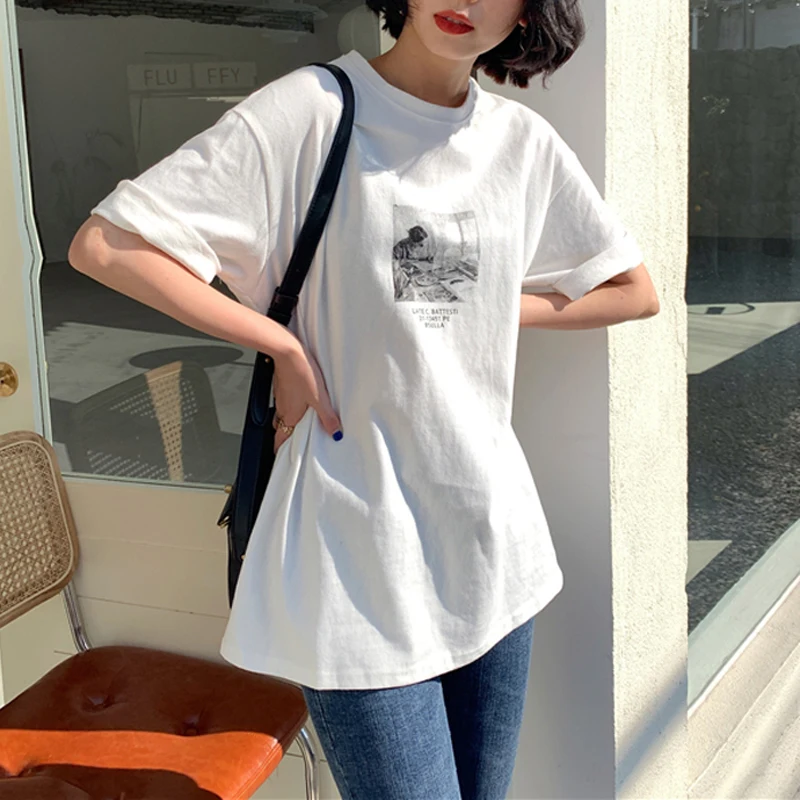 Женская хлопковая Футболка BGTEEVER Повседневная Свободная Базовая футболка с