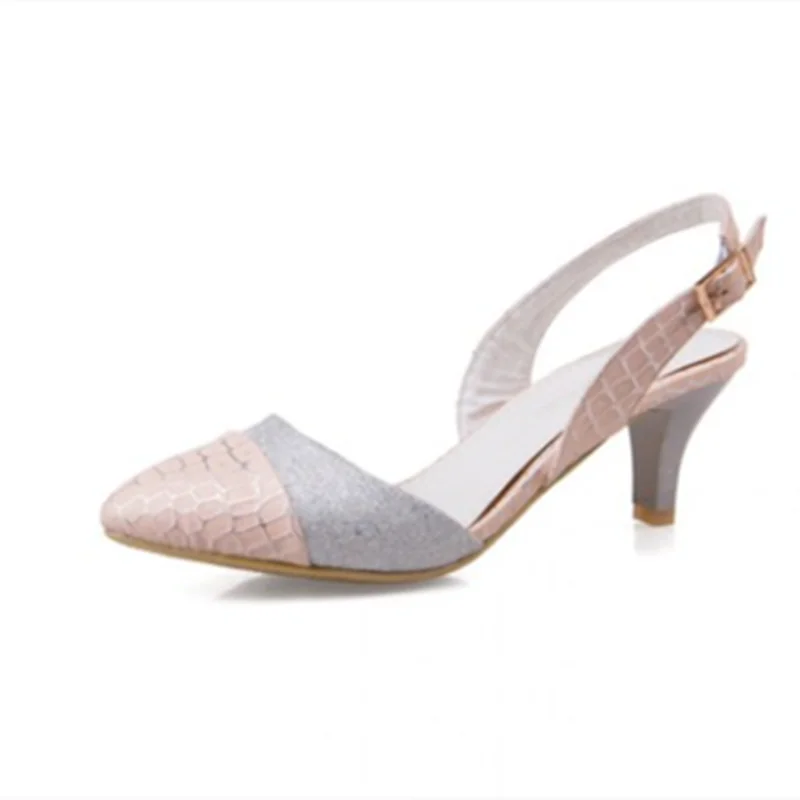 Женские босоножки на высоком каблуке туфли с острым носком и ремешком сзади в