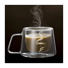 Женская кофейная кружка, чашка для эспрессо, термостеклянные кружки с двойными стенками, высокая боросиликатная кружка, Прямая поставка