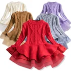 Вязаное платье для девочек Cathery, зимняя теплая одежда, детское платье принцессы для рождественской вечеринки, детская одежда