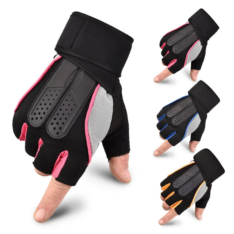 

Велосипедные противоударные перчатки без пальцев для мужчин и женщин, противоскользящие Тренировочные Перчатки для фитнеса и тяжелой атле...