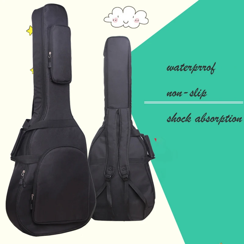 Padded Black Guitar Case 600D Waterproof Backpack Shoulder Strap Classical Guitar Bag Guitar Case Double Strap  for 40