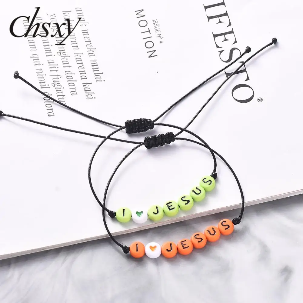 CHSXY милые карамельные цвета я люблю Иисуса буквы бусины минималистичный