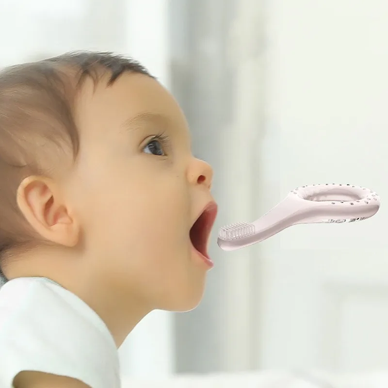 

1Pcs Silicone Baby Training Toothbrush Solid Color Short Handle Baby Kids Toothbrush Cute Cartoon Baby Oral Care Toothbrush