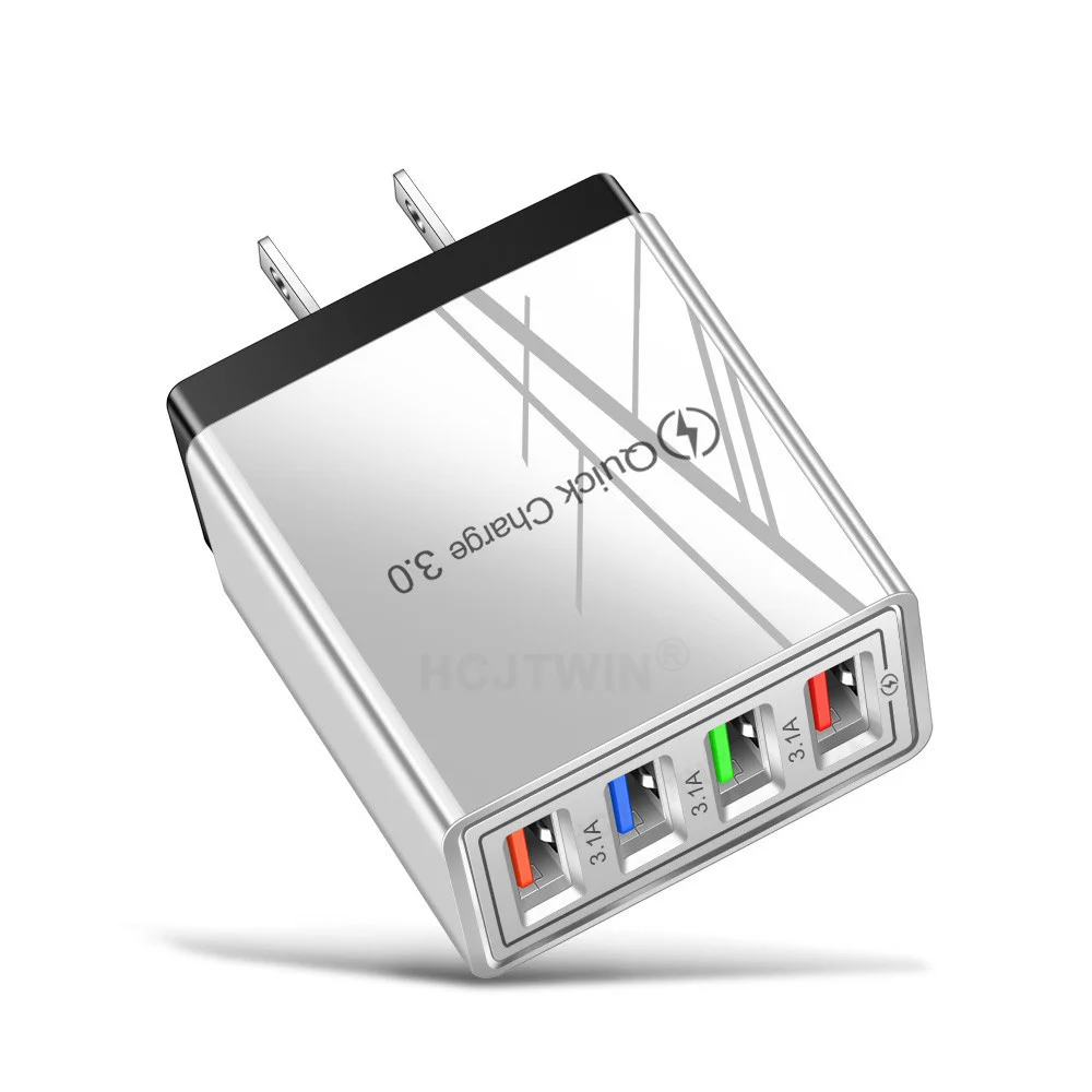 Цветное зарядное устройство для планшета с 4 USB-портами и светодиодной подсветкой