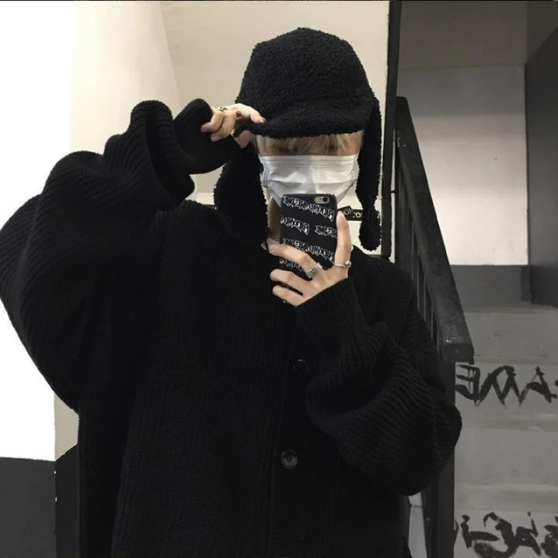 

Women's sweater 2021 new Korean version loose retro wild pure color big button knitted cardigan sweater jacket women