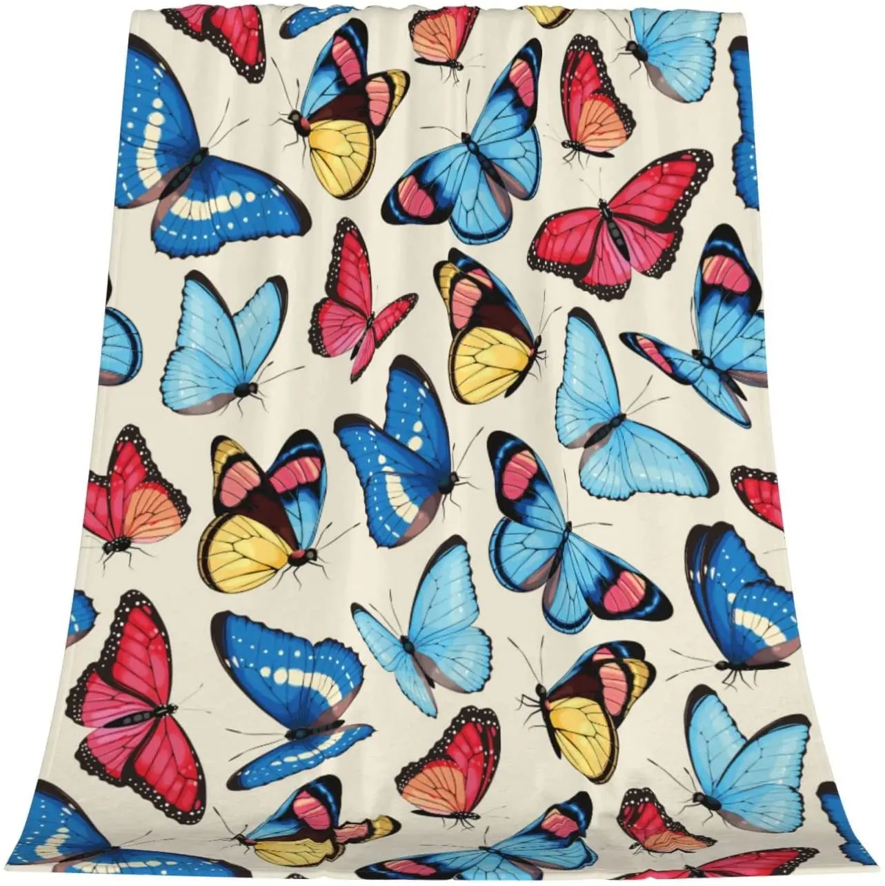 Tropic Butterfly Printed Flannel Blanket Fleece Throw Blanket Super Soft Thicken Blanket Fuzzy Warm Cozy Plush Microfiber