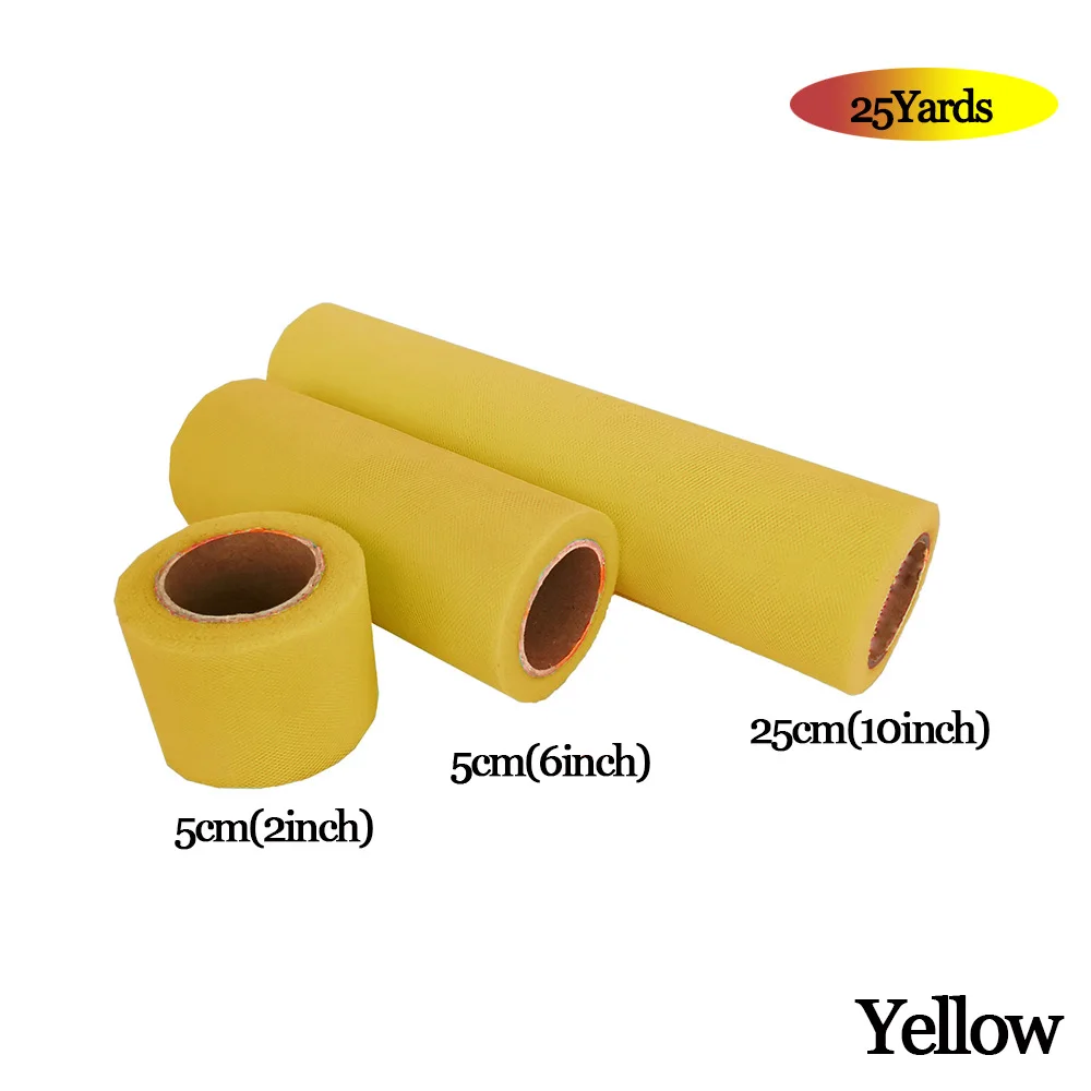 YELLOW Фатиновая юбка-пачка из органзы в рулоне 5 см, 15 см, 25 см, розовый, синий цвет, Тюлевая юбка-пачка из органзы, вечерние украшения для девочек 25 лет - Цвет: YELLOW