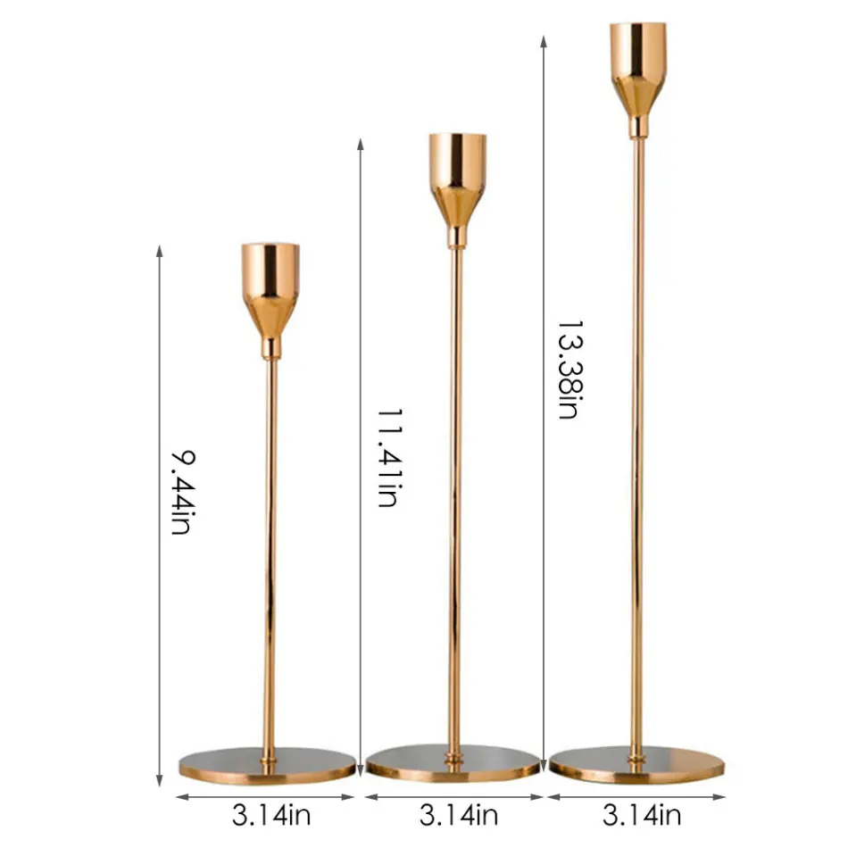 

3 Pcs/ Set European Metal Candle Holder Simple Golden Wedding Decoration Bar Party Living Room Home Decoration Candlestick New