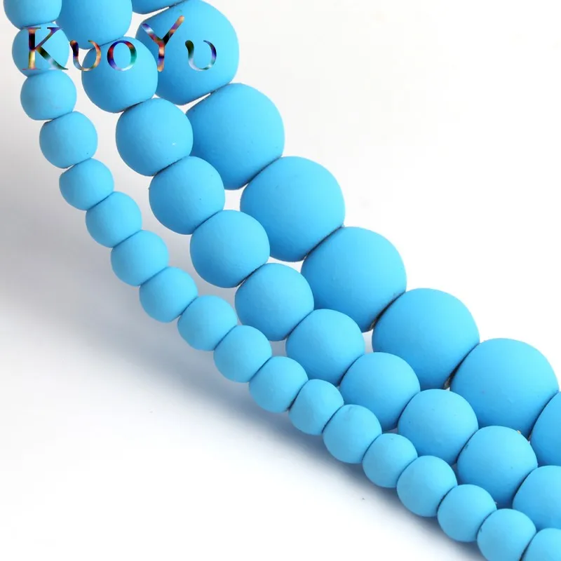 Матовая небесно-голубые резиновые гематит камень круглые бусины Свободные Spacer