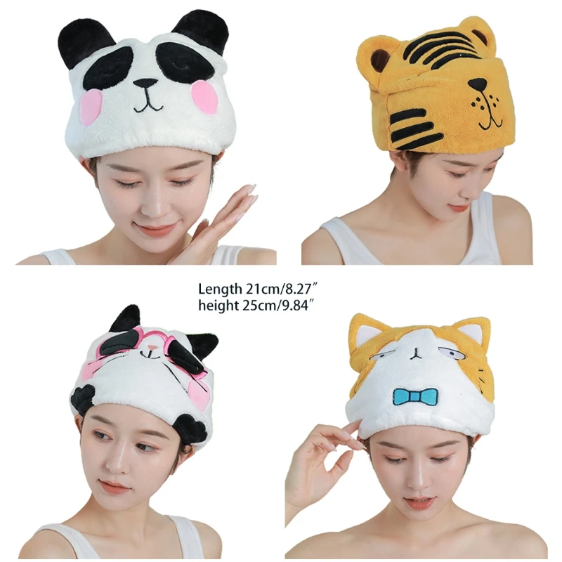 Полотенце для сушки волос LX0C милый мультяшный ультравпитывающий коралловый