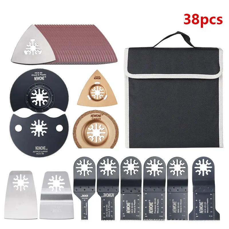 38 шт. Осциллирующие многофункциональные пилы аксессуары упакованы в сумку