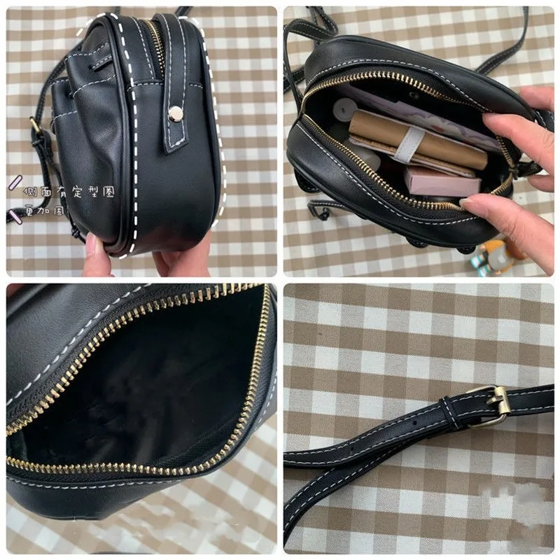 

Shoulder Bags Women Zipper PU Retro Chic Students All-match Leisure Ins Simple Womens Korean Style Harajuku Crossbody Mini Bag