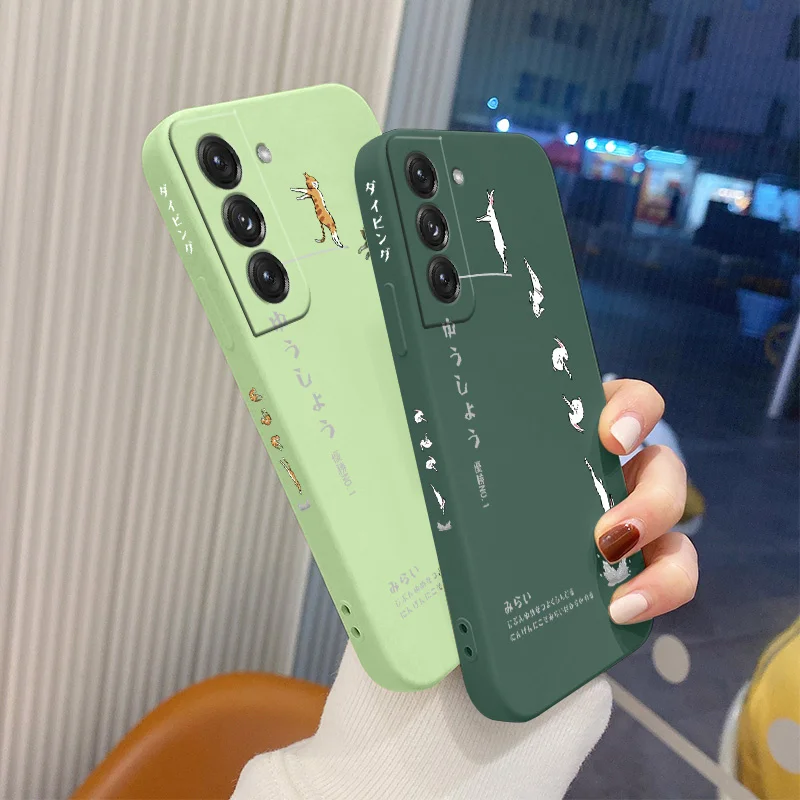 

Cat For Samsung Galaxy S21 S20 FE S10 Note 20 10 Case Diving Cat Liquid Slicone Soft Cover A72 A52 A42 A32 Shockproof Phone Case