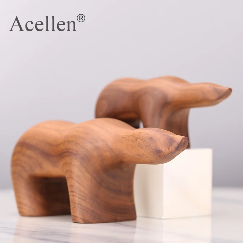 Модель деревянного полярного медведя аксессуары для домашнего декора фигурки