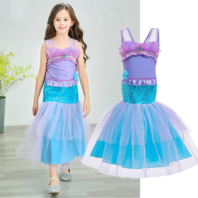 Платье-Русалка детское с открытыми плечами и оборками | Детская одежда обувь