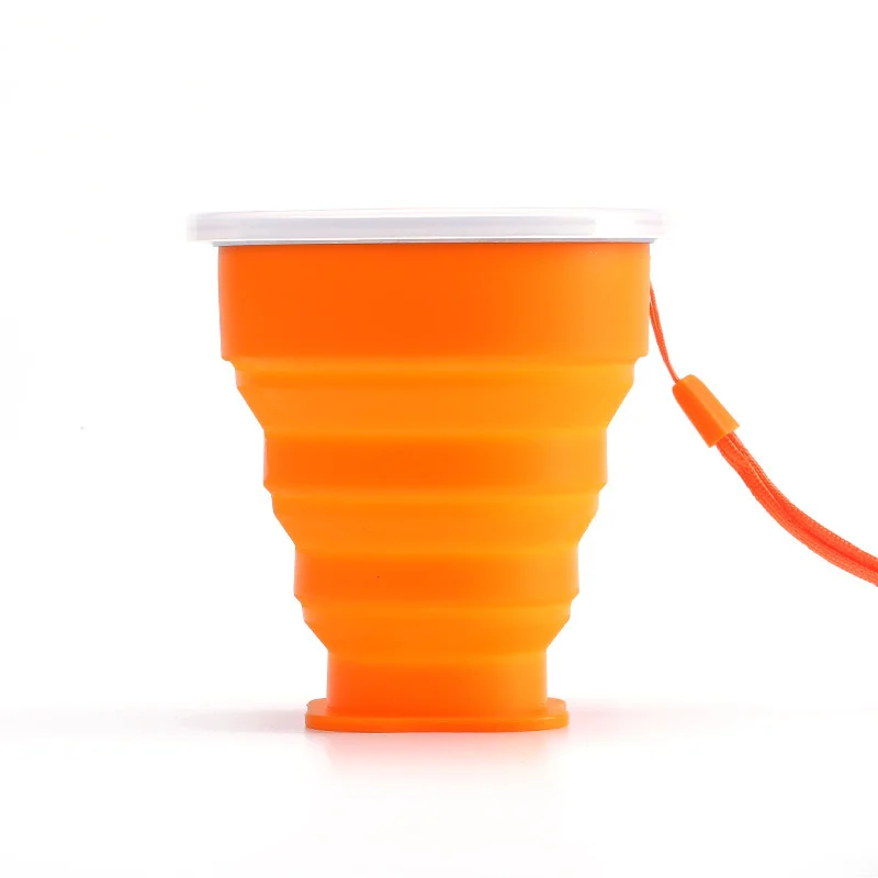 

270ml Folding Cups Travel Silicone Retractable Dstproof Cover Handcup Outdoor Cups Sport Coloured Water Cup Potable BPA FREE