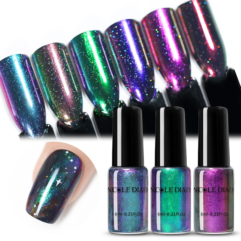 NICOLE DIARY Nail Polish Chameleonic  Glitter Pearl Nail Art Varnish Water-based  Nail Art varnish 6