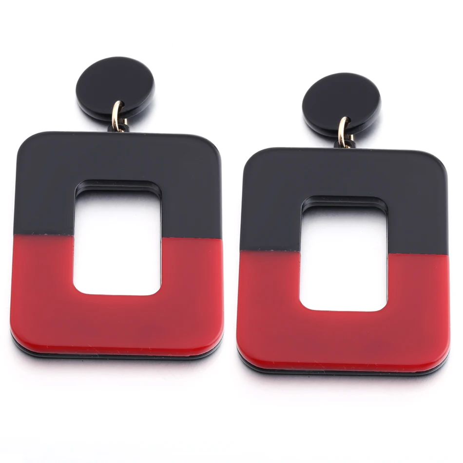 Женские серьги подвески с цветными блоками длинные висячие эффектные ювелирные