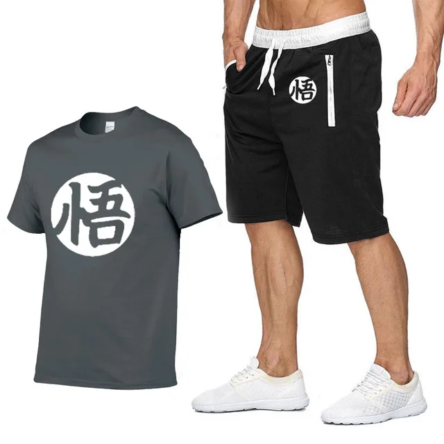Anime Dragon Ball Z T Shirts Men Casual Cotton Summer Fashion Short Sleeve Son Goku Harajuku Mans Shirts+pants suit SportsweaB | Автомобили