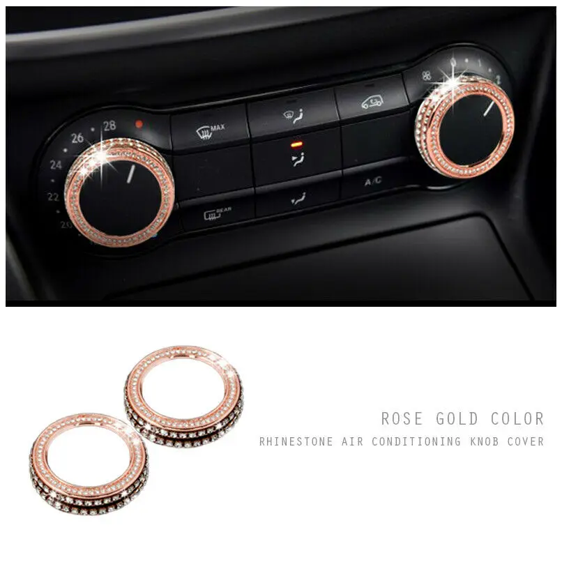 

2 Pcs Car Air Conditioning Rotary Knob Decoration Covers Ring For Mercedes Benz A B GLA CLA Class