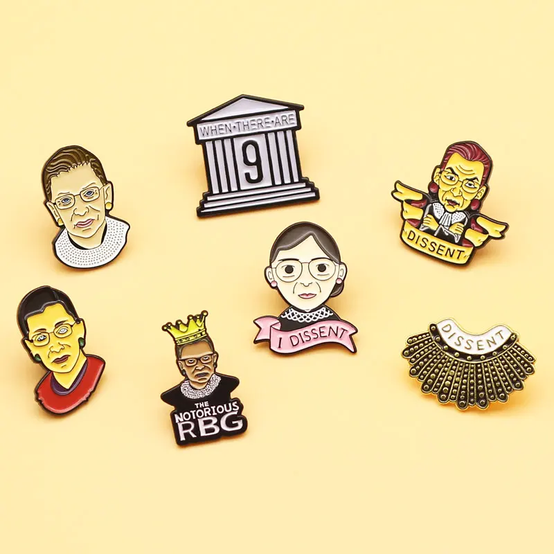 Официальная эмалированная брошь с изображением Рут Бадера гинберга, известная RBG, брошь с изображением инакомысляции, Нагрудный значок на воротник, мужская и женская модная бижутерия, подарки