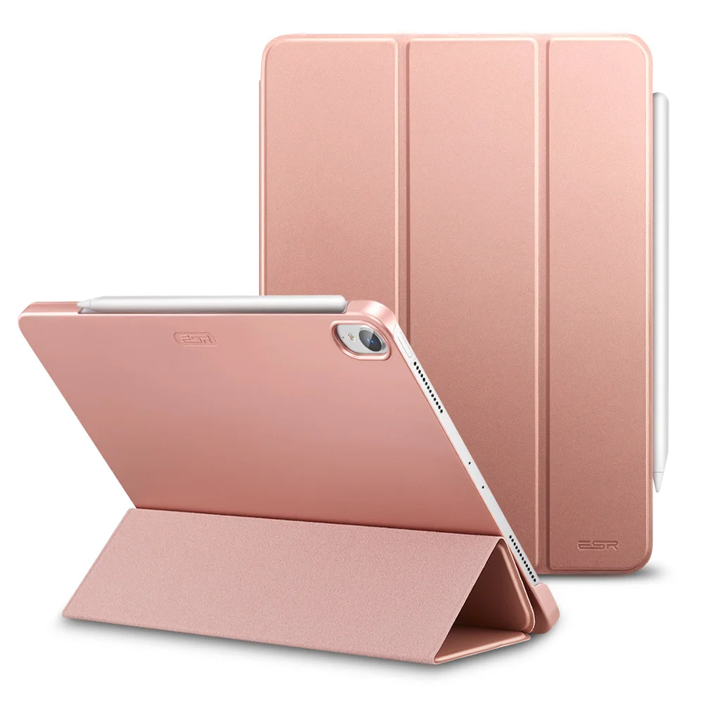 Rose Gold ESR Чехол для iPad Pro 11 крышка отделения для резинового масла искусственная кожа ультра тонкий светильник вес умный чехол прорезиненный чехол для iPad - Цвет: Rose Gold