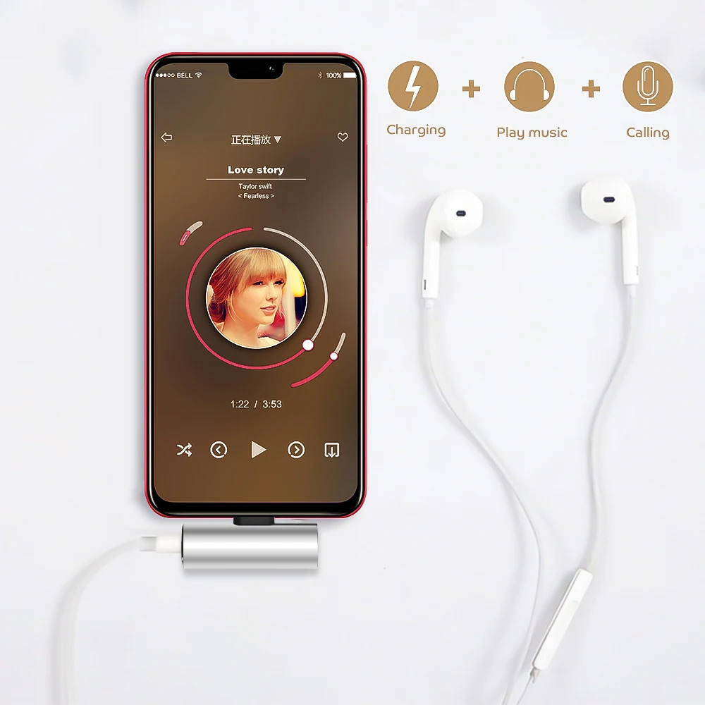 Переходник 2 в 1 с USB Type C на 3 5 мм Aux-разъем адаптер зарядный удлинитель для Xiaomi Mi 8 A2
