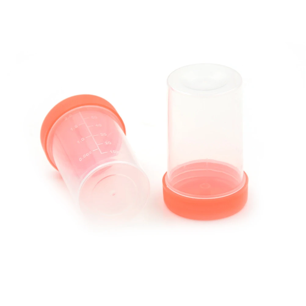 

Urine Container Specimen Cup Sample Bottle 60ml Vol, Molded Graduation Ml And Oz PP EO Sterile Red Cap Pack