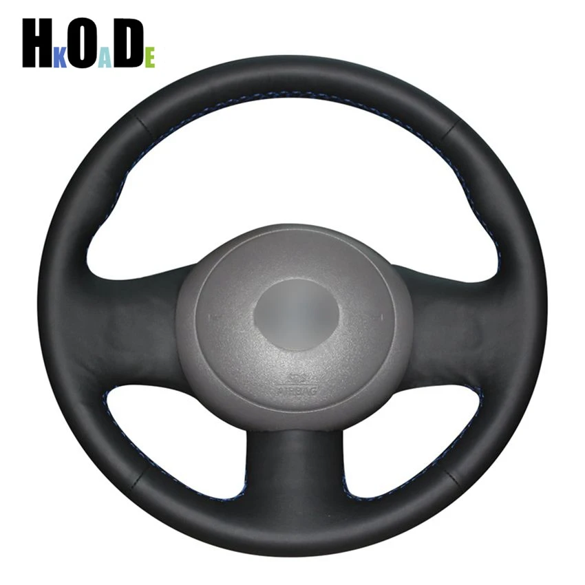 

Black Genuine leather Steering Wheel Cover Hand-stitched Car Steering Wheel Covers Wrap for Nissan March Sunny Versa 2013 Almera