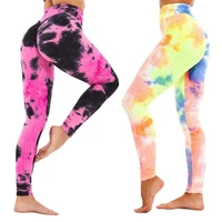 women sports leggings for fitness yoga pants tie dye high waist seamless leggings gym tummy control workout running pants s xl