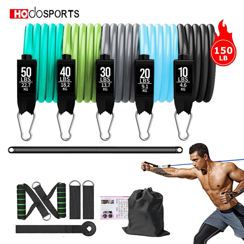 

150lbs Fitness Resistance Band Pull Rope Yoga Rubber Band Elastic Band Upgrade Training Band Set Pilates Fitness Equipment Home