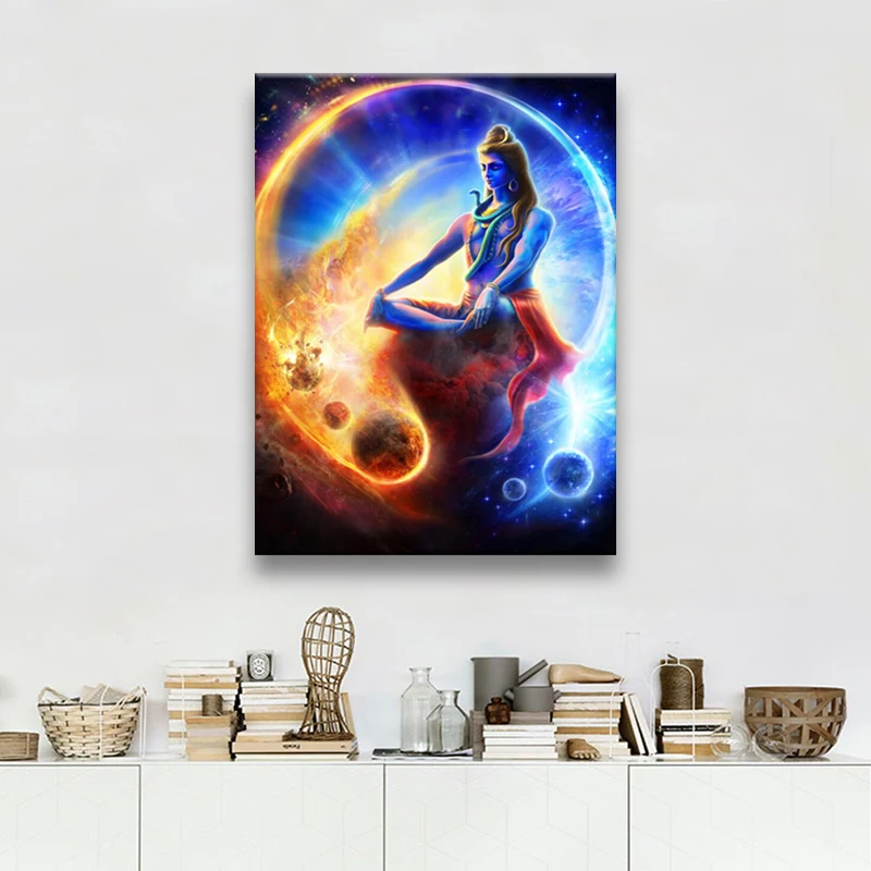 Безрамочная холстовая живопись настенного искусства плакаты и печатные индийские боги картинки Лорда Шивы "Cuadros" для декора гостиной.