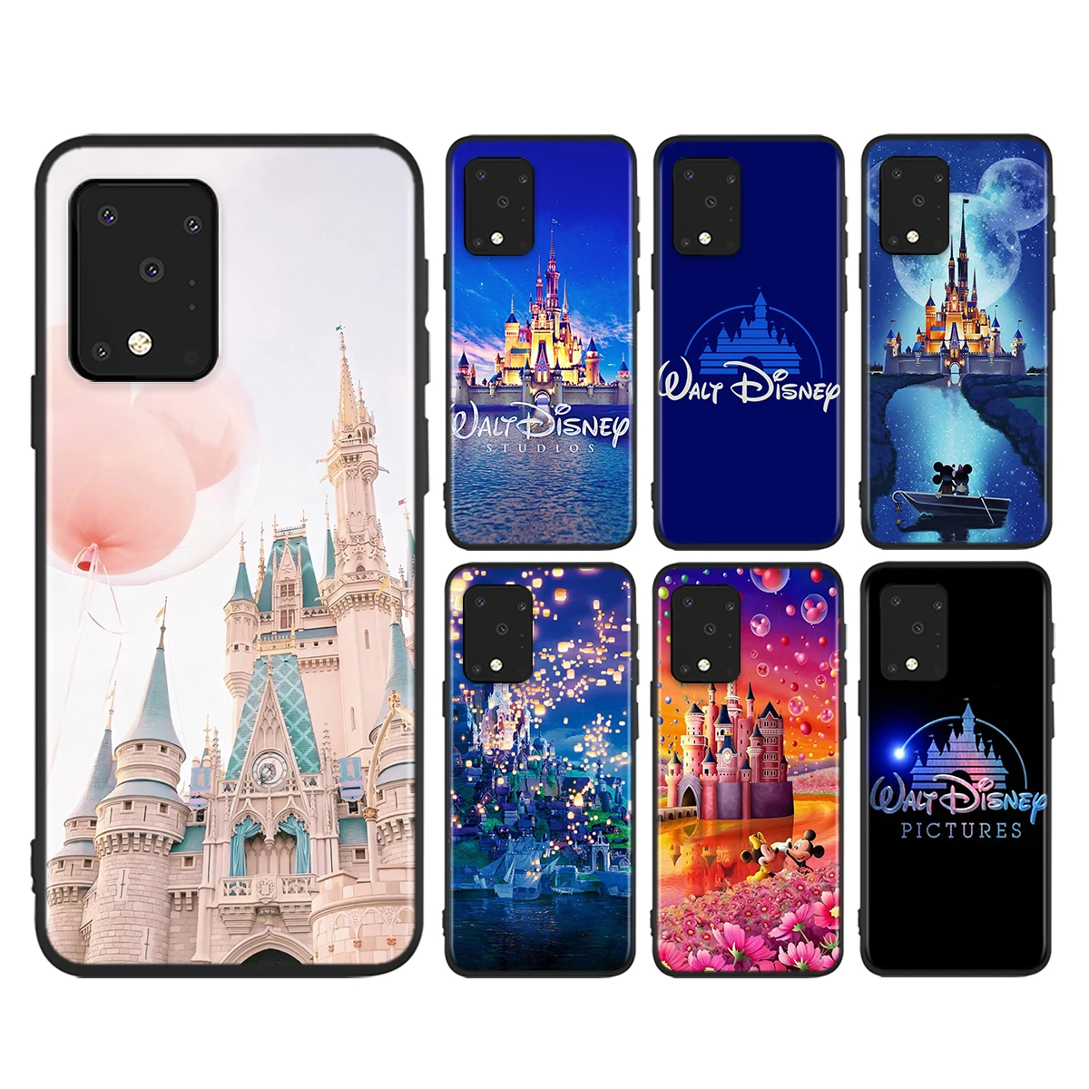 

Disney Disneyland Park Castle Soft TPU For Samsung A91 A81 A71 A51 5G UW A41 A31 A21S A21 A11 A03 A01 Core Black Phone Case