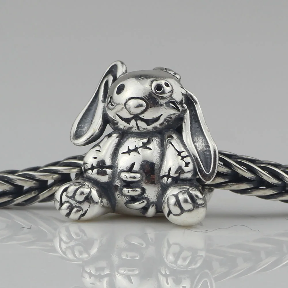 

925 Sterling Silver Rabbit Charm Bead Fit European Troll 3.0mm Bracelet Jewelry