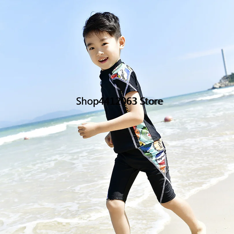 Купальник для родителей и детей комплект пляжной одежды с коротким рукавом