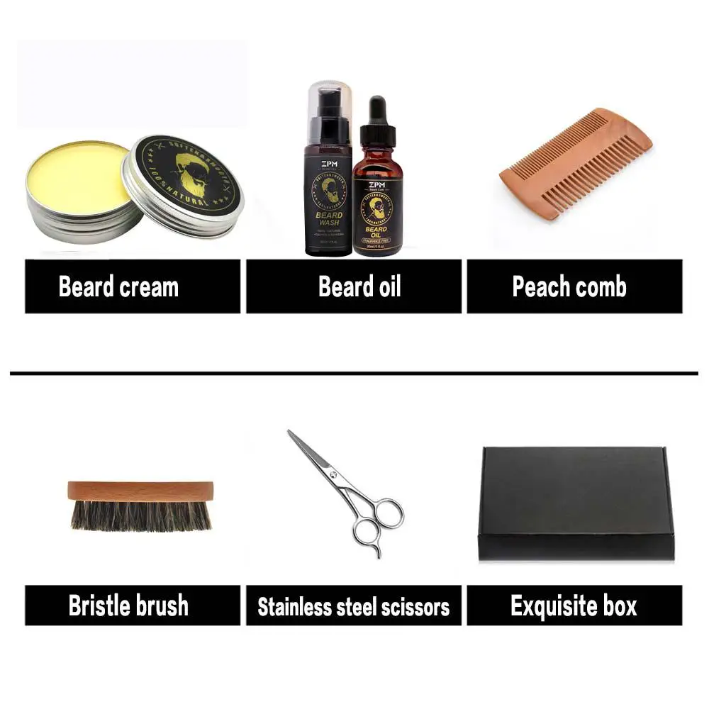 Уход за бородой набор для ухода масло крем шампунь персиковый гребень щетина