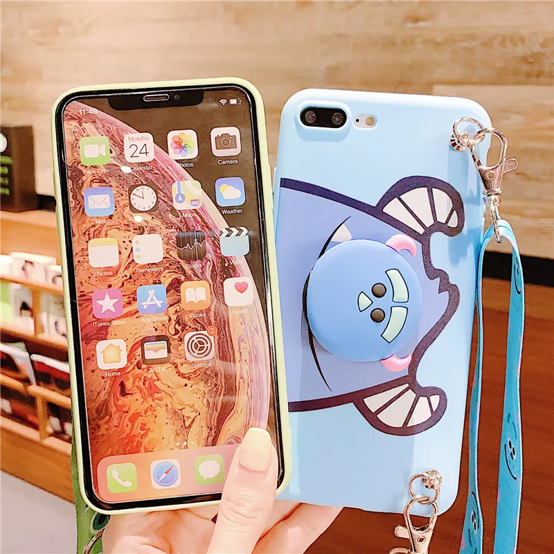 Для iphone XR 3D Тоторо мягкий чехол для iphone X XS max 8plus 7plus 6 6S 6p Симпатичные Монстры ТПУ задняя крышка+ игрушка+ ремень+ подставка