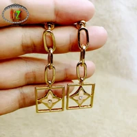 f j4z 2021 brand trend gold metal chain geometric earrings for women enamel flower drop earring fashion lady jewelry gifts
